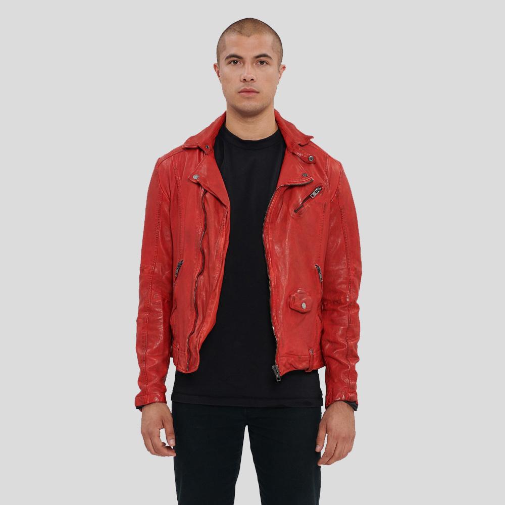 Men's Zuse Red Motorcycle Leather Jacket | Full Grain Apparel