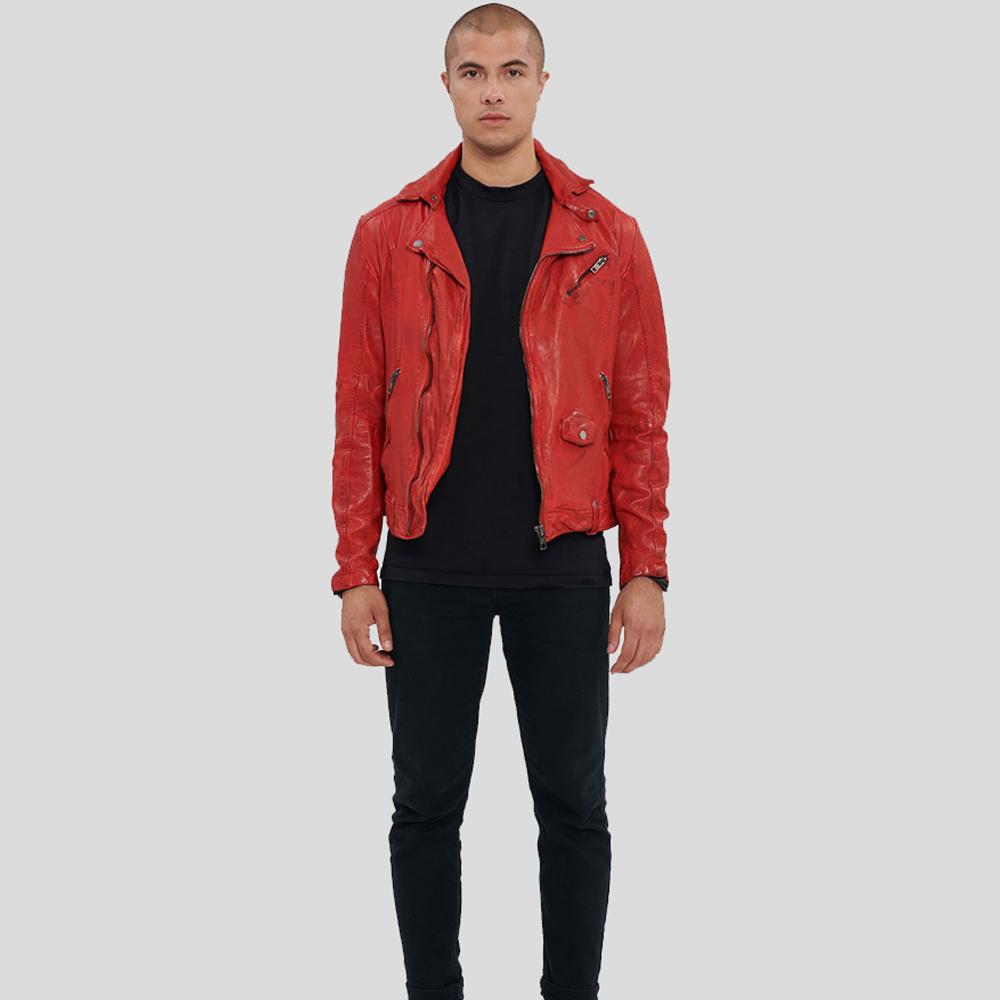 Men's Zuse Red Motorcycle Leather Jacket | Full Grain Apparel