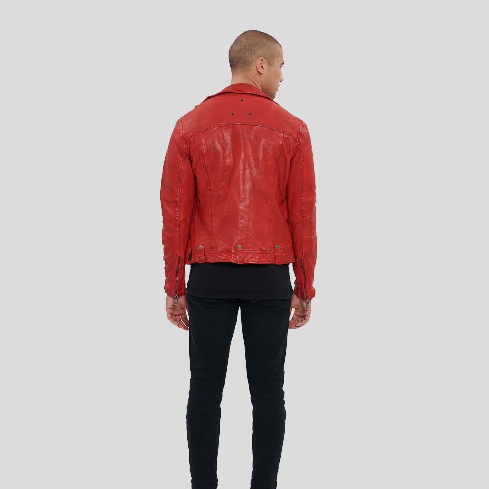 Men's Zuse Red Motorcycle Leather Jacket | Full Grain Apparel