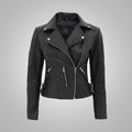 The "Nikki" Signature Moto | Premium Black Napa Leather | Feminine-Cut Biker Jacket | Full Grain Apparel