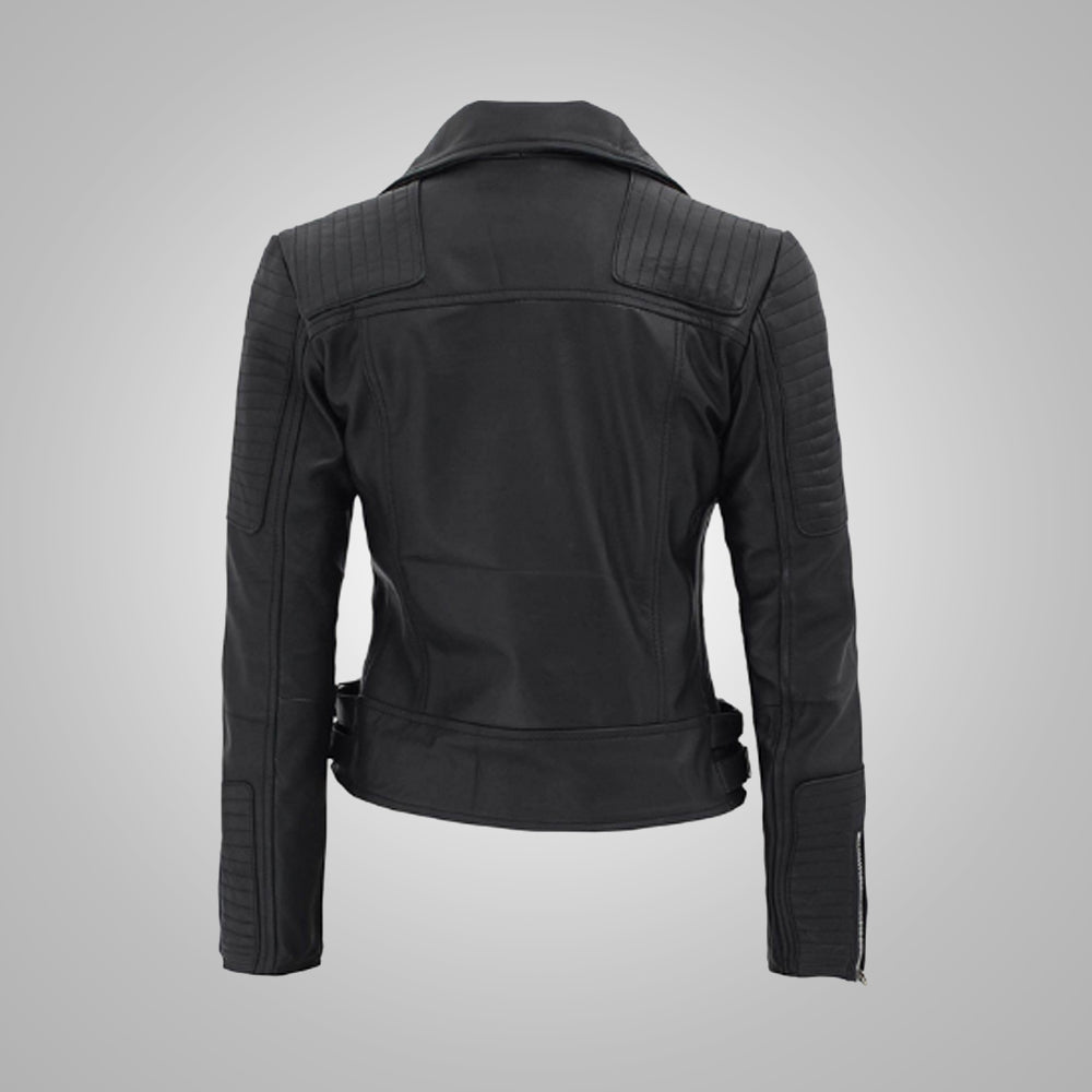 The "Nikki" Signature Moto | Premium Black Napa Leather | Feminine-Cut Biker Jacket | Full Grain Apparel