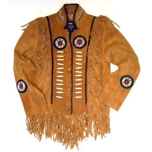 Men’s Tan Fringe Cowhide Suede Jacket | Full Grain Apparel