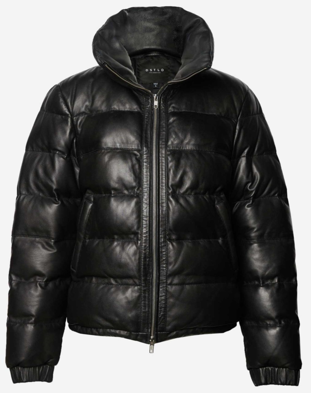 Men’s Black Leather Puffer Jacket | Full Grain Apparel