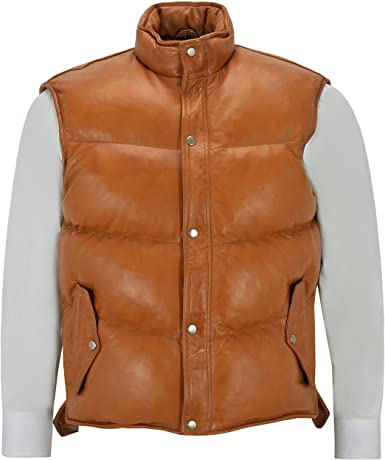 Men’s Lambskin Leather Puffer Waistcoat | Full Grain Apparel