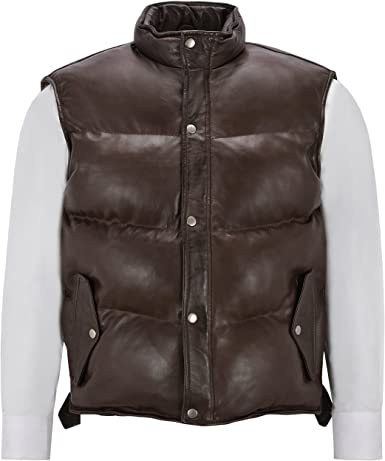 Men’s Lambskin Leather Puffer Waistcoat | Full Grain Apparel