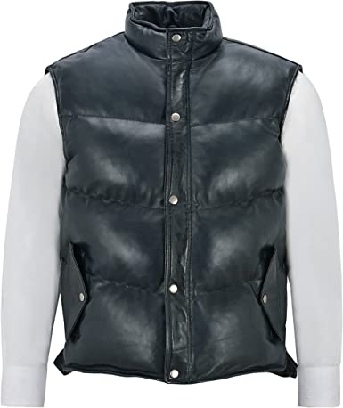 Men’s Lambskin Leather Puffer Waistcoat | Full Grain Apparel