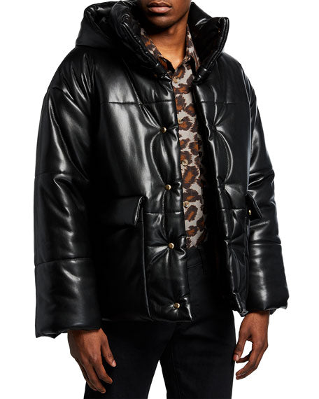 Men’s Hide Vegan Leather Puffer Jacket | Eco-Friendly Outerwear | Full Grain Apparel