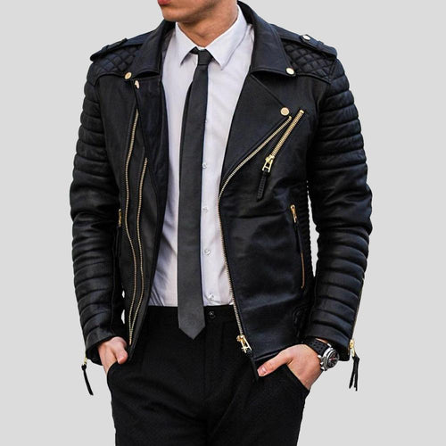 Men's Byron Black Quilted Leather Jacket | Full Grain Apparel