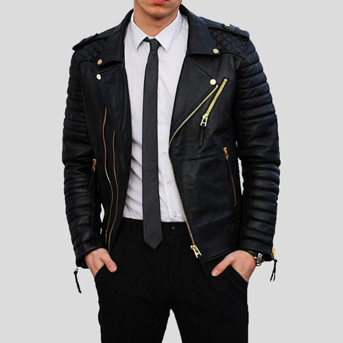 Men's Byron Black Quilted Leather Jacket | Full Grain Apparel