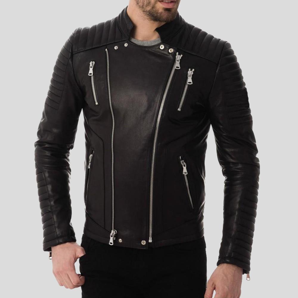 Men's Dwite Black Quilted Leather Jacket | Full Grain Apparel