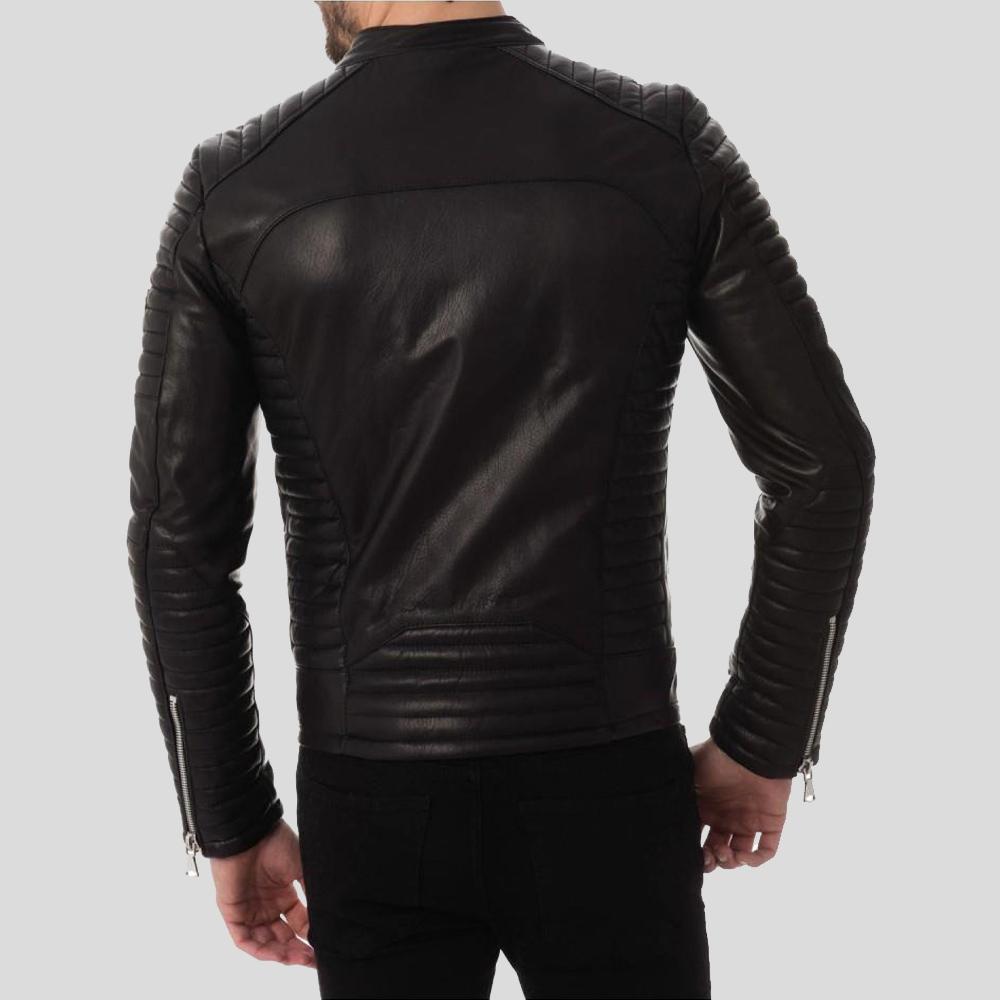 Men's Dwite Black Quilted Leather Jacket | Full Grain Apparel