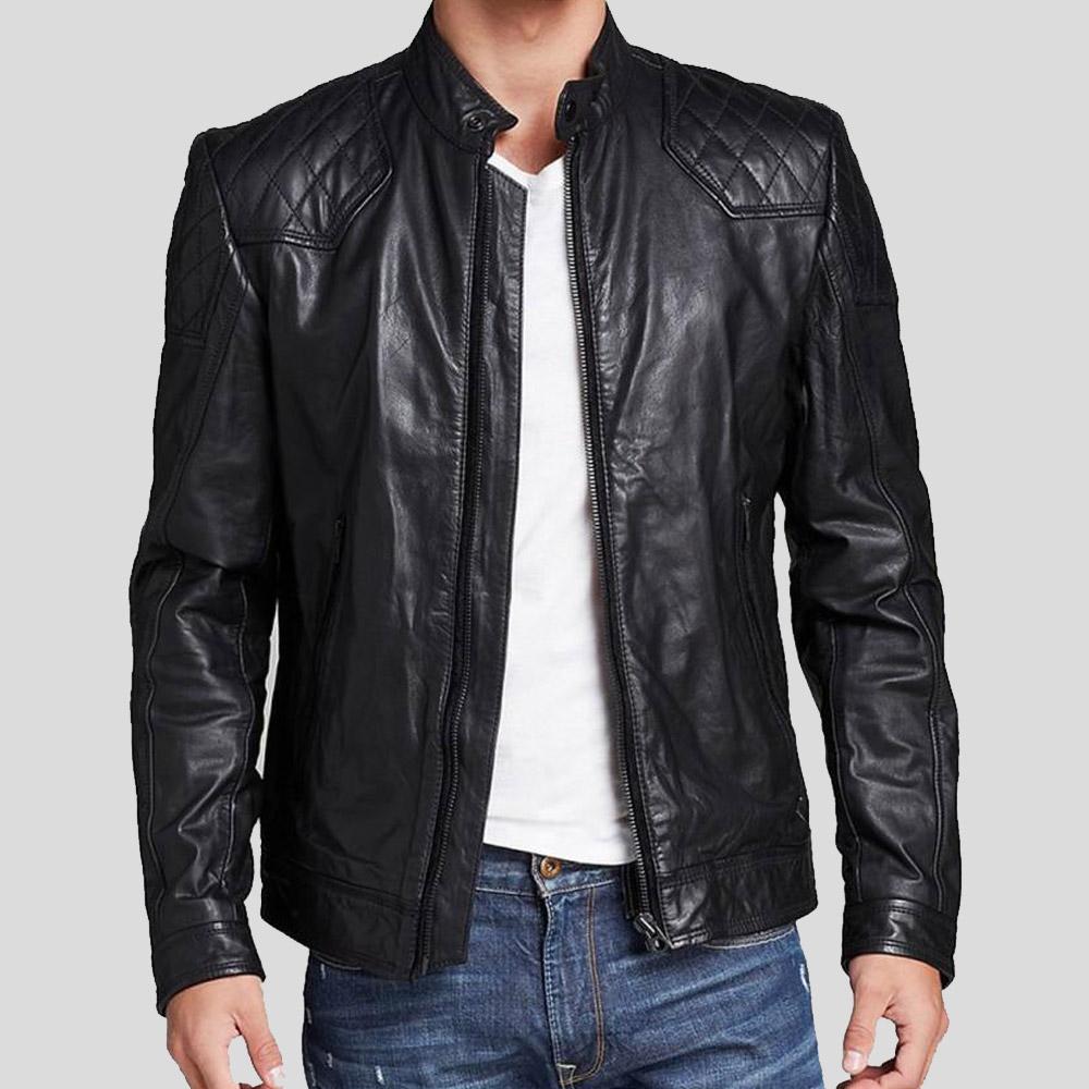 Men's Frits Black Quilted Leather Jacket | Full Grain Apparel