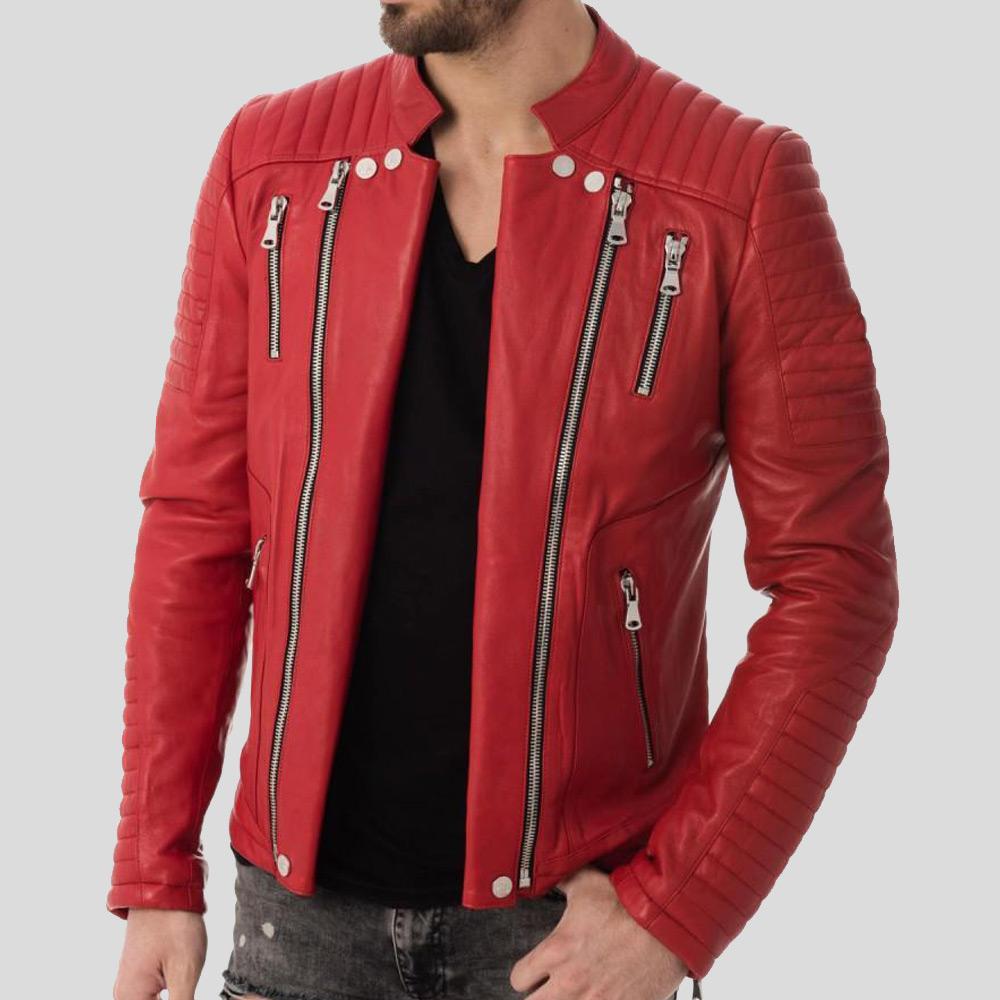 Men's Gyles Red Quilted Leather Jacket | Full Grain Apparel