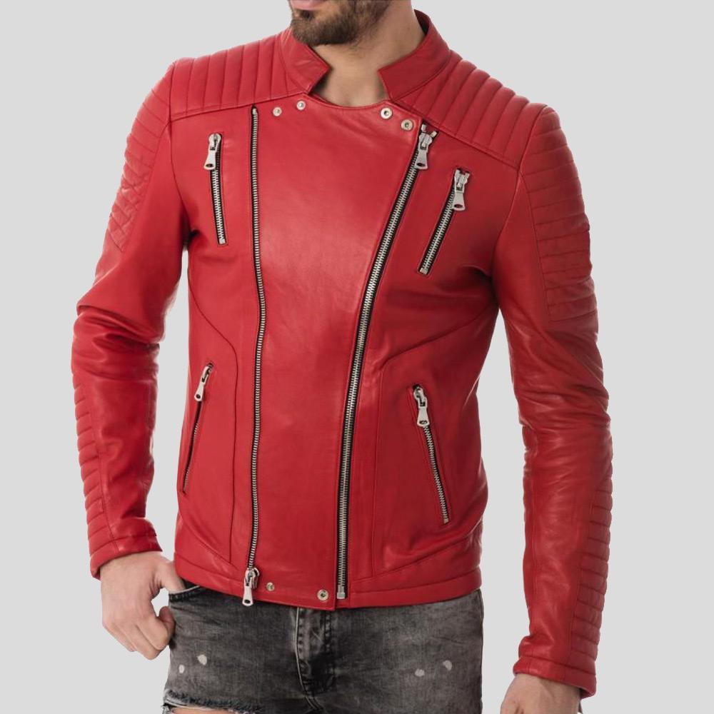 Men's Gyles Red Quilted Leather Jacket | Full Grain Apparel