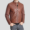Men's Hutch Brown Quilted Leather Jacket | Genuine Lambskin | Full Grain Apparel
