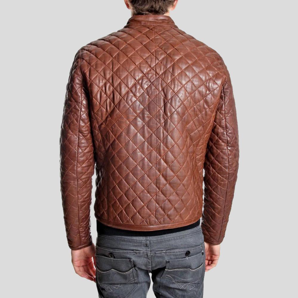 Men's Hutch Brown Quilted Leather Jacket | Genuine Lambskin | Full Grain Apparel