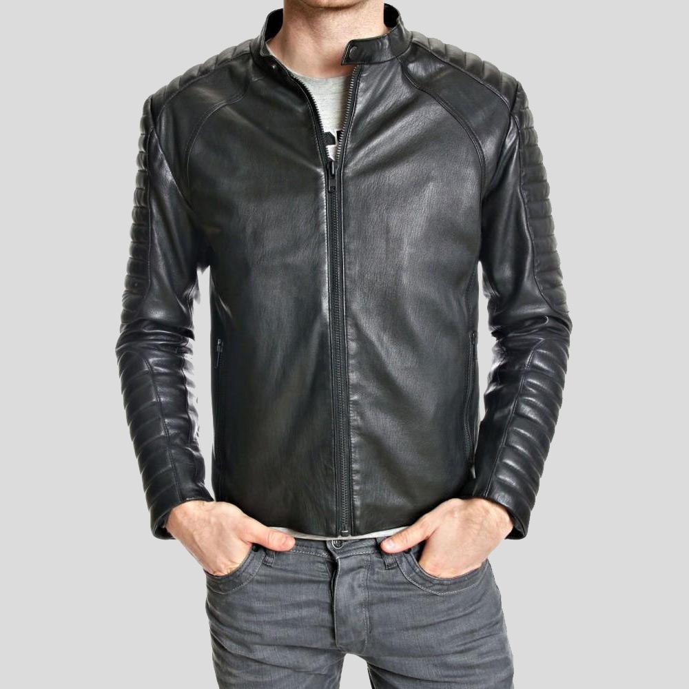 Men's Iwan Black Quilted Genuine Leather Jacket | Full Grain Apparel