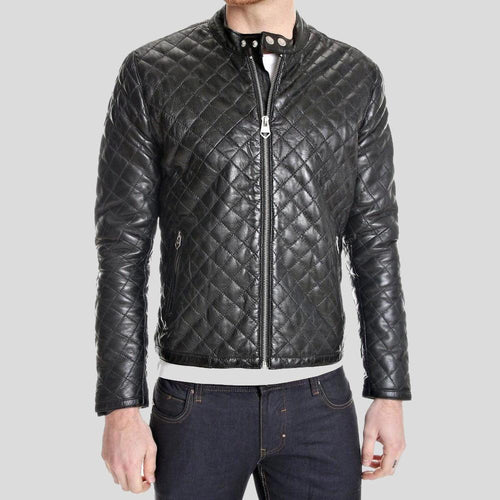 Men's Kyler Black Quilted Leather Jacket | Full Grain Apparel