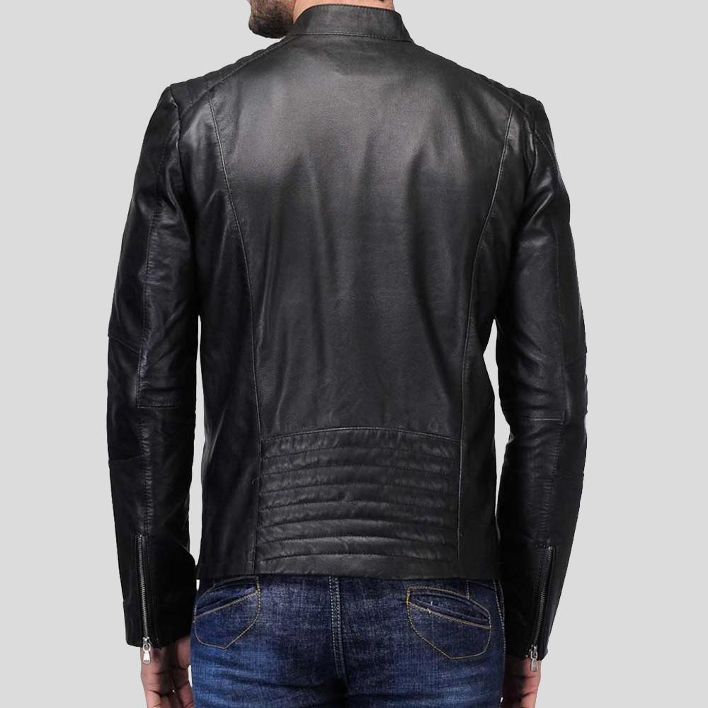 Men's Nyle Black Quilted Lambskin Leather Jacket | Full Grain Apparel