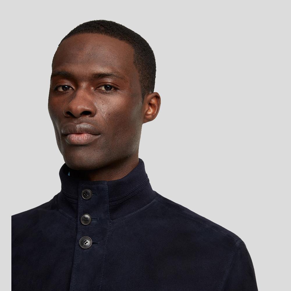 Men’s Quinton Blue Suede Leather Jacket | Full Grain Apparel