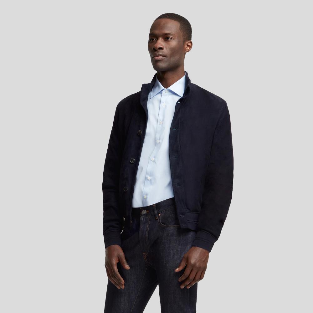 Men’s Quinton Blue Suede Leather Jacket | Full Grain Apparel