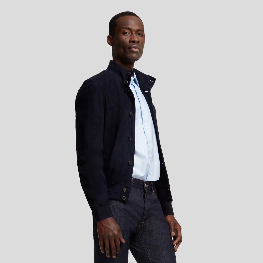 Men’s Quinton Blue Suede Leather Jacket | Full Grain Apparel