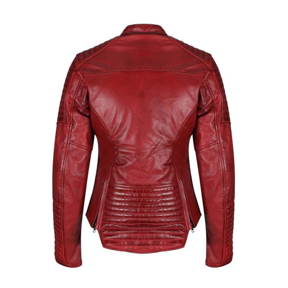 Women’s "Ruby Aviator" B3 Sheepskin Biker Jacket | Genuine Red Shearling Flight Coat | Full Grain Apparel
