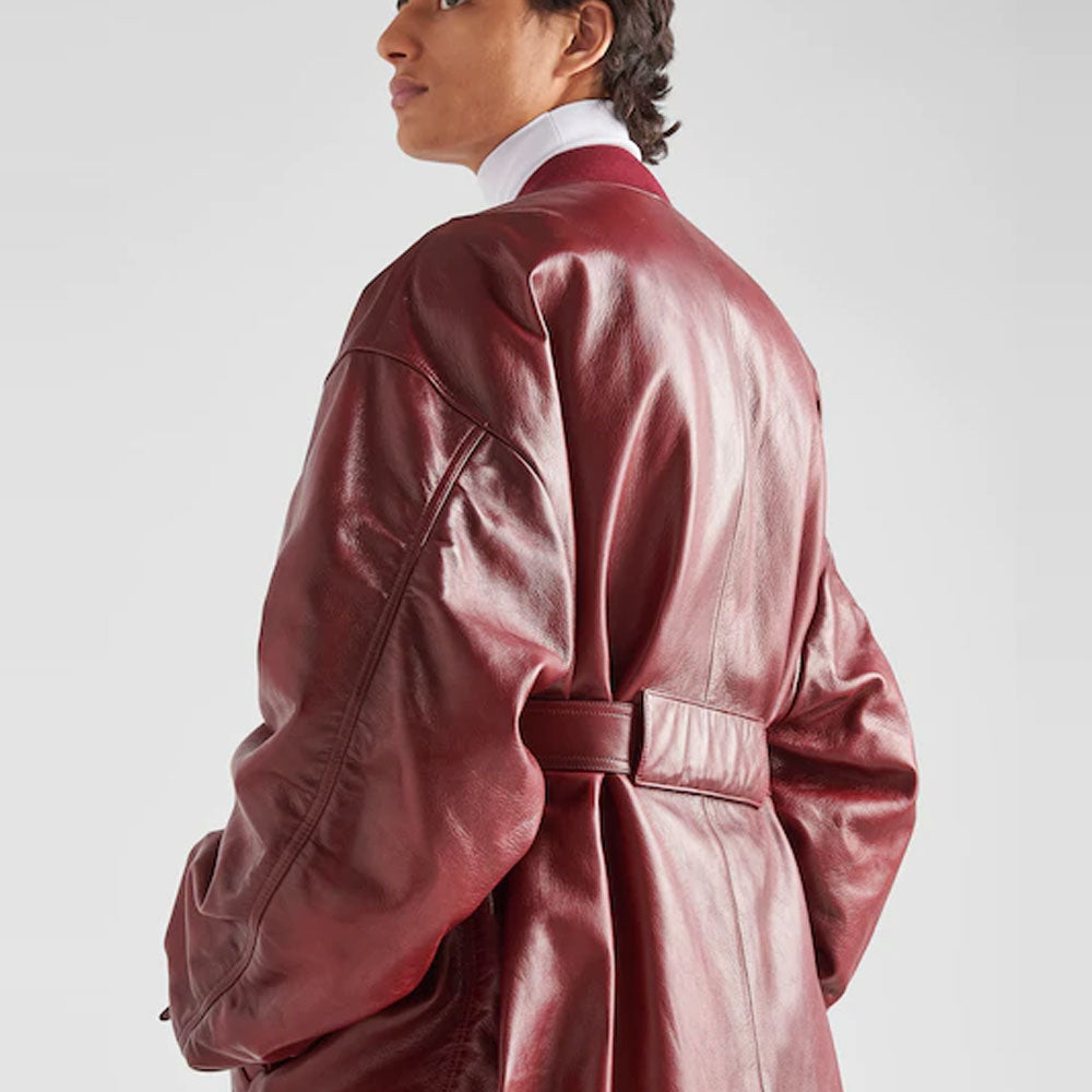 Women’s "Ruby Oversize" Sheepskin Bomber Jacket | Relaxed Fit Red Leather Flight Coat | Full Grain Apparel