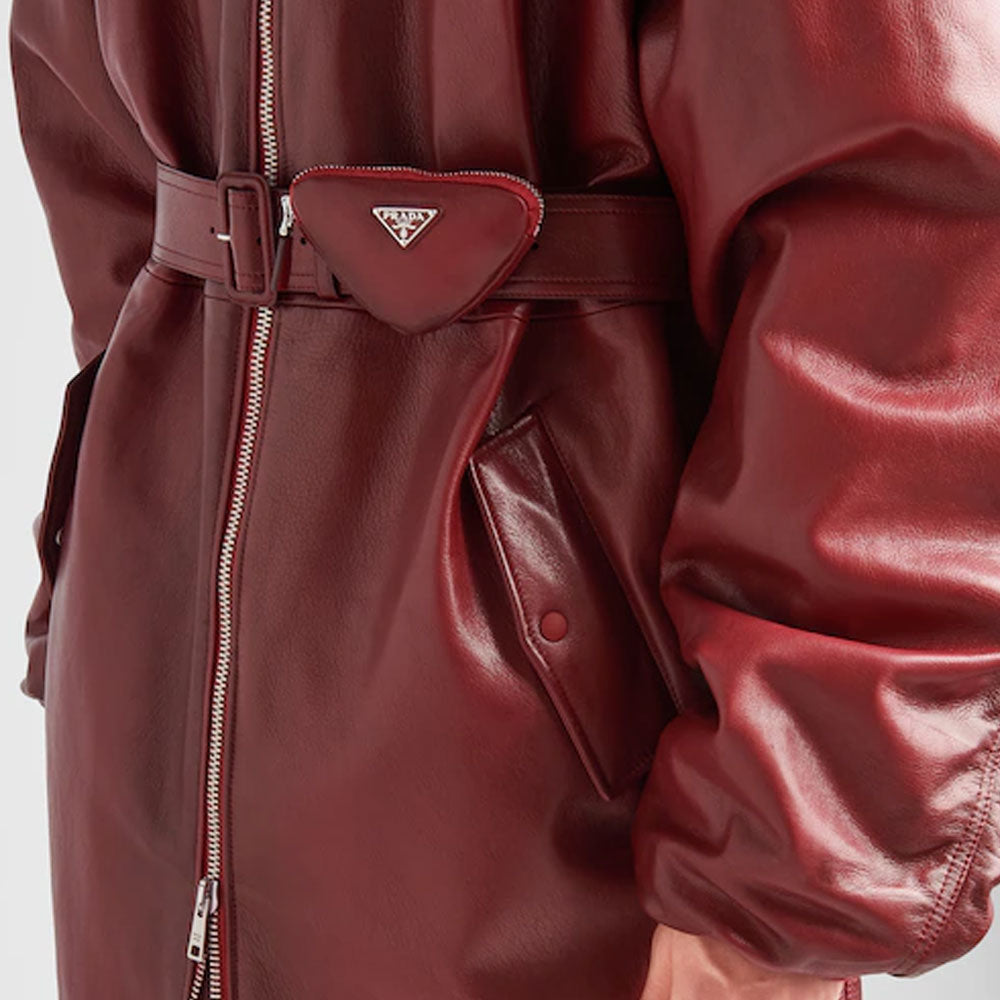 Women’s "Ruby Oversize" Sheepskin Bomber Jacket | Relaxed Fit Red Leather Flight Coat | Full Grain Apparel