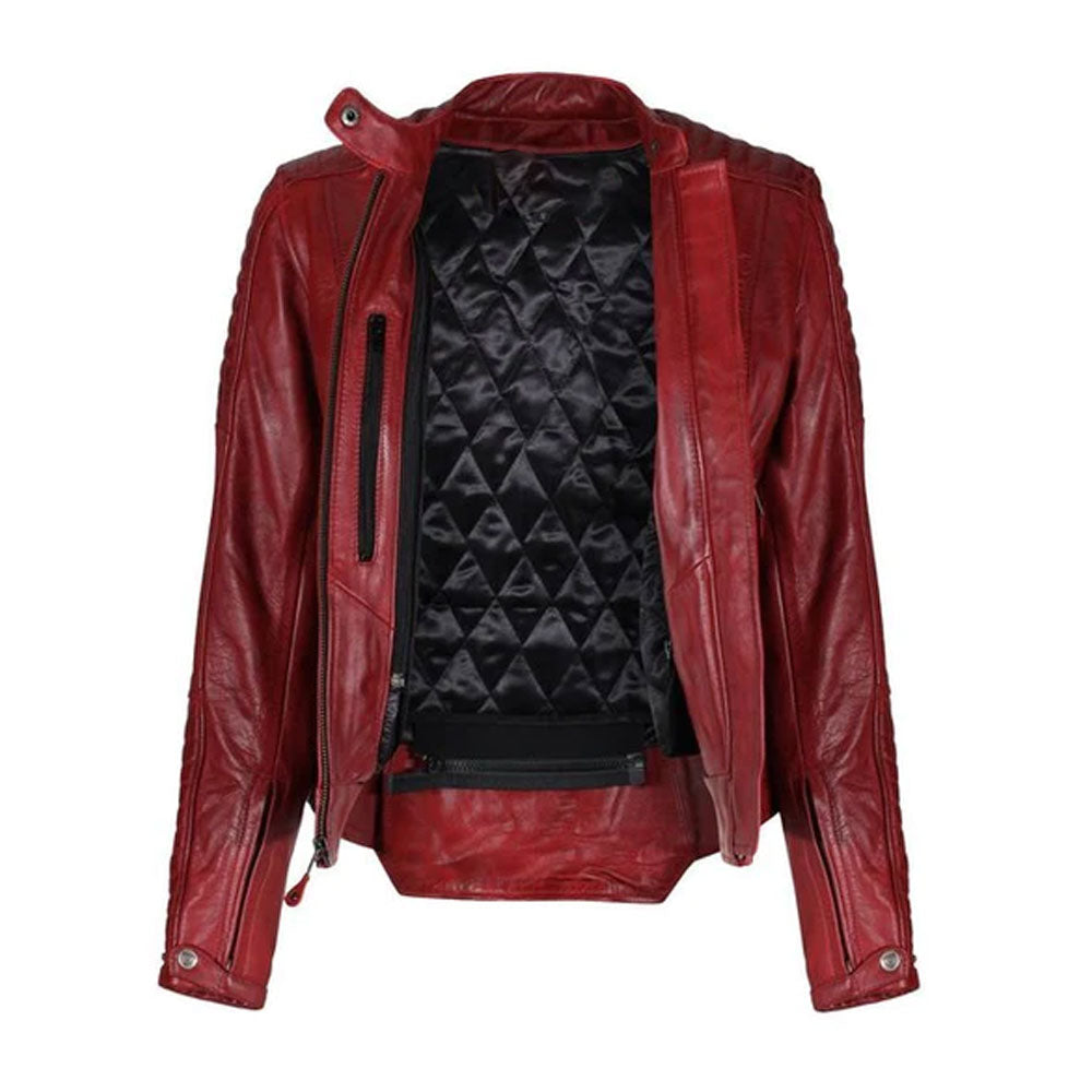 Women’s "Ruby Aviator" B3 Sheepskin Biker Jacket | Genuine Red Shearling Flight Coat | Full Grain Apparel