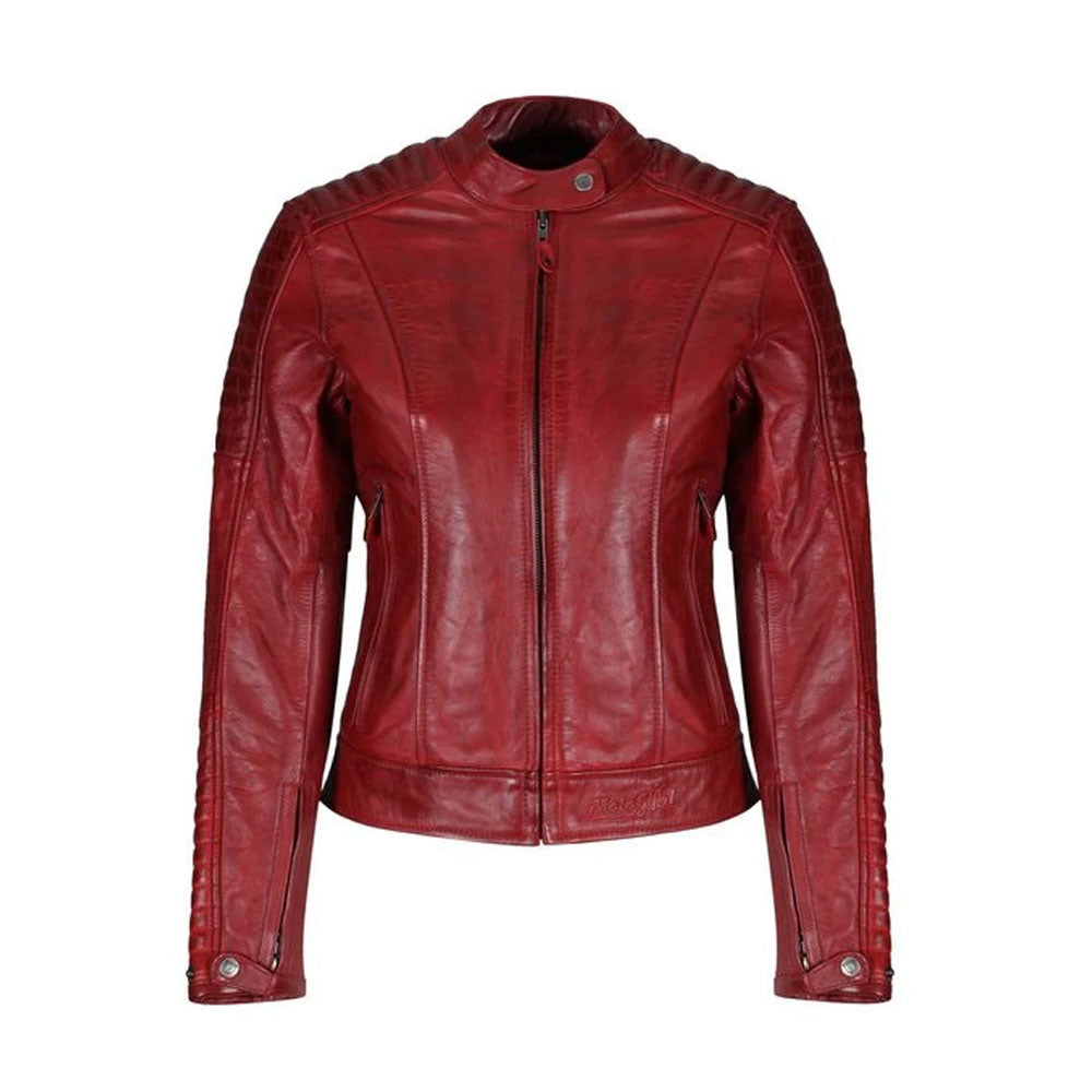 Women’s "Ruby Aviator" B3 Sheepskin Biker Jacket | Genuine Red Shearling Flight Coat | Full Grain Apparel