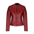 Women’s "Ruby Aviator" B3 Sheepskin Biker Jacket | Genuine Red Shearling Flight Coat | Full Grain Apparel