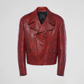 Women’s "Crimson Heat" Sheepskin Biker Jacket | Ultra-Soft Red Leather Moto Coat | Full Grain Apparel