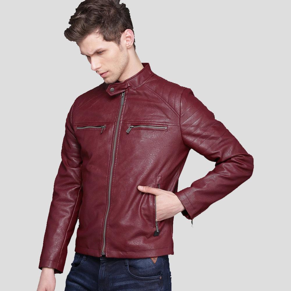 Men’s Santiago Red Quilted Leather Jacket | Rugged Biker Outerwear | Full Grain Apparel