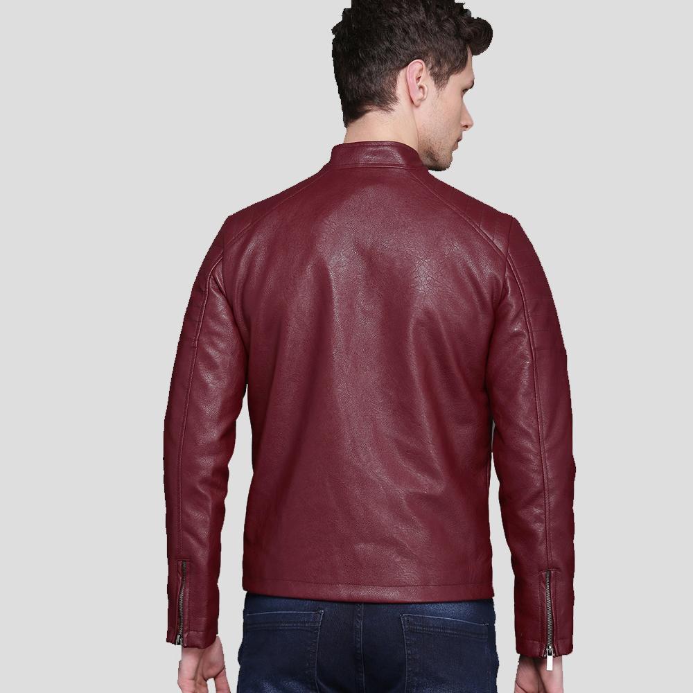 Men’s Santiago Red Quilted Leather Jacket | Rugged Biker Outerwear | Full Grain Apparel