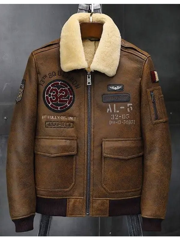 Men’s B3 Flying Leather Coat | Embroidered Bomber Jacket | Full Grain Apparel