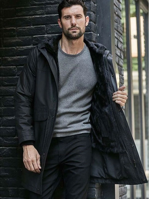Men’s Oversize Hooded Mink Fur Parka | Long Winter Fur Overcoat | Full Grain Apparel