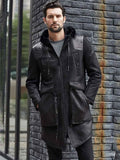 Men’s Black Shearling Fur Leather Long Trench Coat | Full Grain Apparel