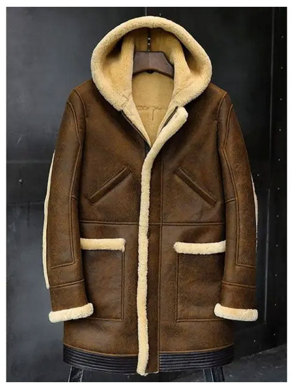Men’s Hooded Sheepskin Shearling Jacket | Premium Leather Outwear | Full Grain Apparel