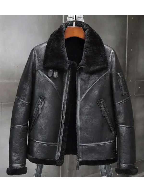 Men’s Aviator Winter Coat | Fur Bomber Leather Jacket | Full Grain Apparel
