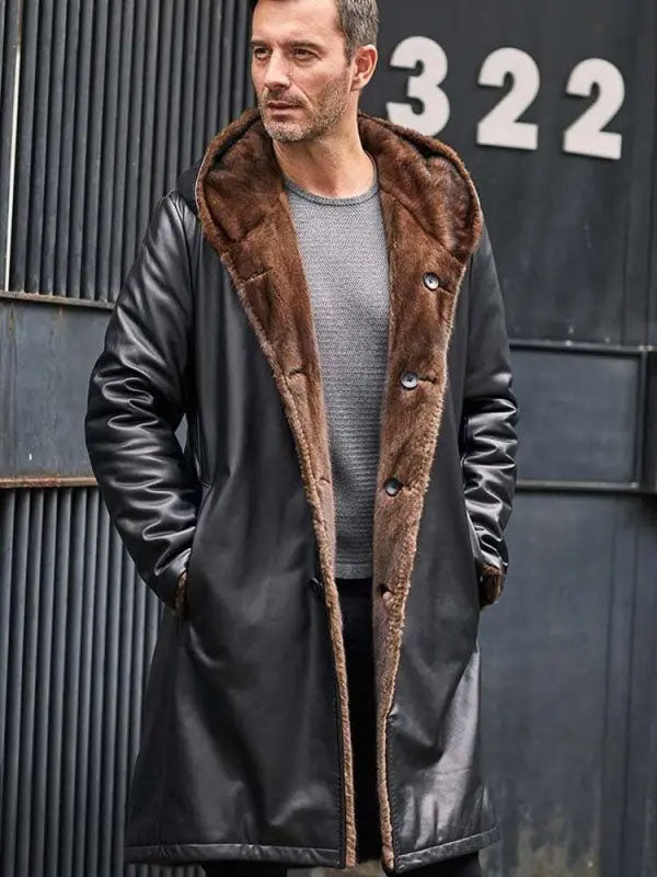 Men’s Cowhide Shearling Fur Parka | Hooded Leather Coat | Full Grain Apparel