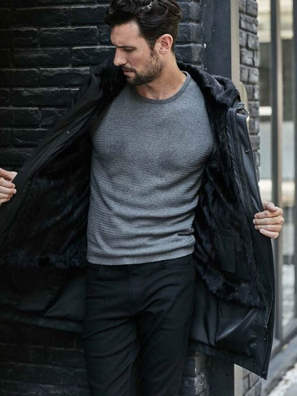 Men’s Oversize Hooded Mink Fur Parka | Long Winter Fur Overcoat | Full Grain Apparel