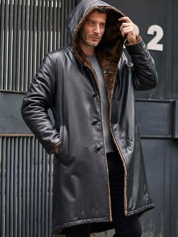 Men’s Cowhide Shearling Fur Parka | Hooded Leather Coat | Full Grain Apparel