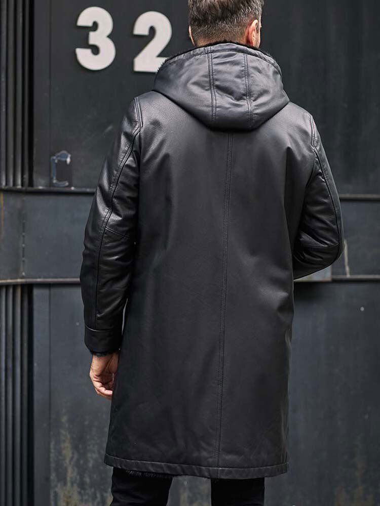 Men’s Mink Overcoat Long Fur Parka | Black Leather Jacket | Full Grain Apparel