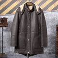 Men’s Hooded Shearling Trench Coat | Long Leather Outwear | Full Grain Apparel