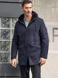 Men’s Long Sheepskin Leather Jacket | Hooded Wool Overcoat | Full Grain Apparel