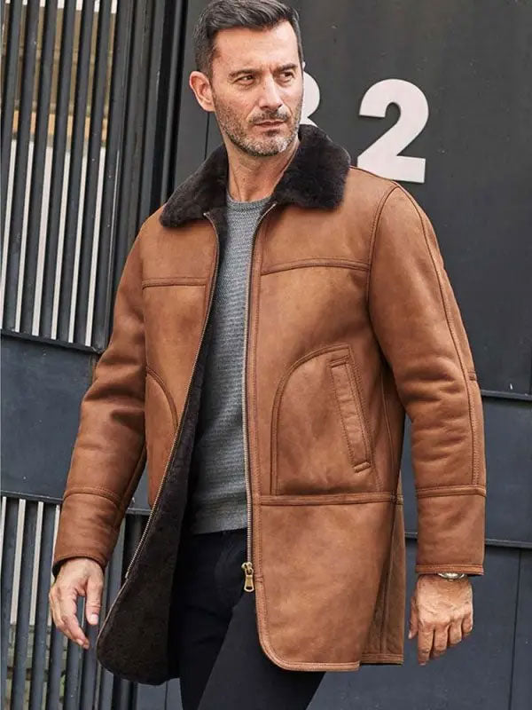 Men’s Natural Sheepskin Leather Jacket | Hooded Fur Overcoat | Full Grain Apparel