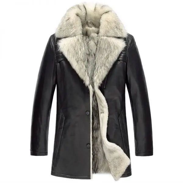 Abrigo para hombre con forro de piel de cordero | Chaqueta 100 % de piel de oveja auténtica | Prenda de piel de grano completo