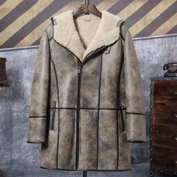 Men’s Hooded Bomber Shearling Jacket | Long Leather Trench Coat | Full Grain Apparel