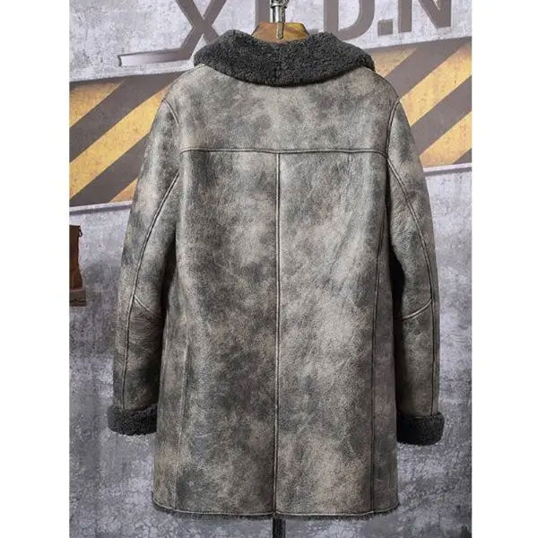 Chaqueta bomber de cuero de caza para hombre | Abrigo tipo trench de piel de oveja | Ropa de grano completo